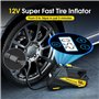 Gonfleur de pneu portable – Pompe à air CC 12 V pour pneus de voiture avec jauge numérique LCD 150 PSI et lumière LED d'urgence,