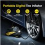 Gonfleur de pneu portable – Pompe à air CC 12 V pour pneus de voiture avec jauge numérique LCD 150 PSI et lumière LED d'urgence,
