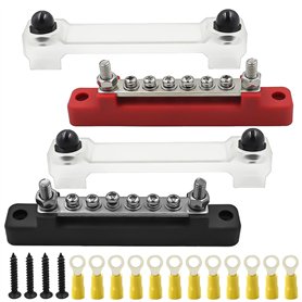 YIDM Bornier De Distribution D'alimentation:2 Pcs Barre de Bus 6 Broches Bloc de Distribution Electrique avec Couvercle Distribu