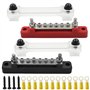 YIDM Bornier De Distribution D'alimentation:2 Pcs Barre de Bus 6 Broches Bloc de Distribution Electrique avec Couvercle Distribu