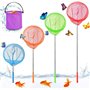 Sporgo Filet papillon pour enfants : lot de 4 épuisettes télescopiques pour enfants avec 1 seau