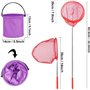 Sporgo Filet papillon pour enfants : lot de 4 épuisettes télescopiques pour enfants avec 1 seau, extérieur idéal pour attraper l