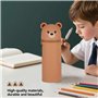 XFSRG 2 Pièces Trousse Crayon Petit Ours 2 en 1 Silicone Souple Kawaii Accessoire Bureau Cute Trousse pour Garçons Filles Cadeau