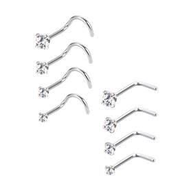 Mudder 20 Gauge Anneaux de Nez Courbés Bague du Nez Vis de Zircon Piercing Bijoux pour Le Corps