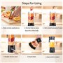 Mixeur Portable, Mixeur électrique USB, Mini Mélangeur Portable pour Shakes et Smoothies, jus, 380 ml, 6 lames idéales pour Méla