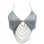 SAKNYUFO Luxueux collier chaîne en aluminium argenté chaîne de poitrine bikini - accessoire de plage tendance pour les fêtes et