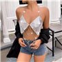 SAKNYUFO Luxueux collier chaîne en aluminium argenté chaîne de poitrine bikini - accessoire de plage tendance pour les fêtes et 