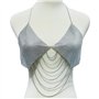 SAKNYUFO Luxueux collier chaîne en aluminium argenté chaîne de poitrine bikini - accessoire de plage tendance pour les fêtes et 
