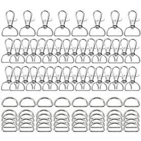 Pamtns Mousqueton Sac à Main 40 Pièces - Fermoir Pivotant Porte-Clés Clip D - Anneaux D Pour Couture et Accessoires