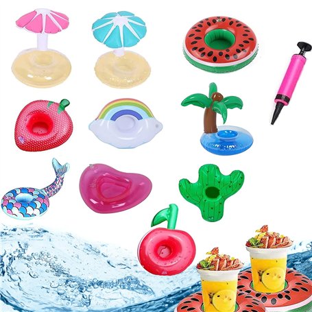10 Pcs Gonflables Porte-Boissons，Porte Gobelet Gonflable Piscine，Porte Gobelet Flottant