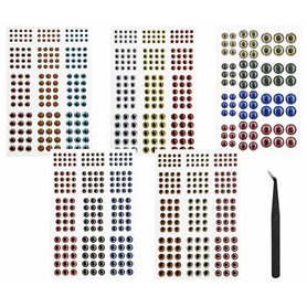 Leurre de pêche œil 2D/3D/4D/5D réalistes holographiques réalistes Tailles : 3/4/5/6/7/10 mm pour leurres de pêche à la mouche