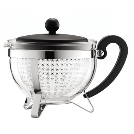 Théiere - Bodum - Chambord - 1 L - Verre - Acier inoxydable - Gris