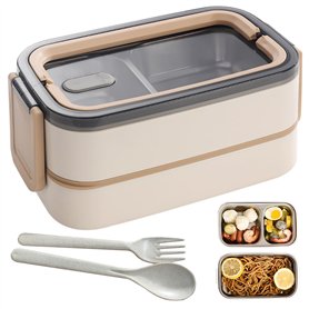 WIYETY Bento Boîte à déjeuner à 2 étages avec compartiments : boîte à déjeuner pour adulte en acier inoxydable de qualité supéri