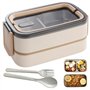 WIYETY Bento Boîte à déjeuner à 2 étages avec compartiments : boîte à déjeuner pour adulte en acier inoxydable de qualité supéri