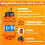 Bouteille d'eau en Silicone pour le Basketball,Gourde pour enfants Bouteille d'eau de Sport Pliable sans BPA Avec Mousqueton 550