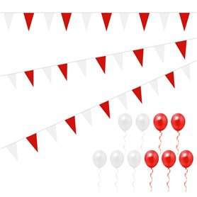 Banderoles Rouges et Blanches de 40 m et 10 Ballons