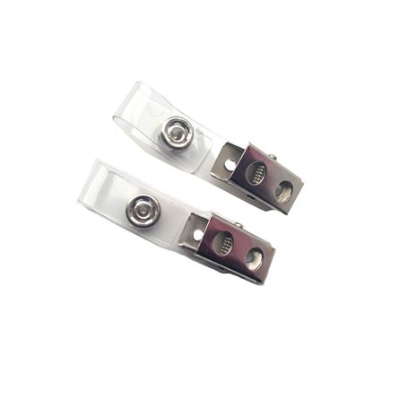 100pcs Crocodile Clips en métal avec passant en plastique transparent pour badge d'identification