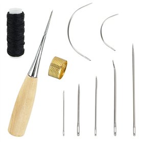 skytowards Kit de Aiguilles à Coudre Main 10 PCS Aiguille à Cuir Toile avec Fil Ciré