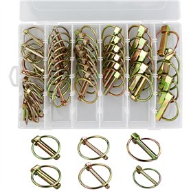 50 pièces Goupille de lynch avec anneau pour remorque de tracteur agricole，Assortiment de goupilles clips rond sécurité 4.5-6-8-