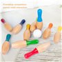BTSEURY Jeu de quilles en bois pour enfants et adultes, jeu de bowling en bois avec 10 broches, 3 balles et sac en maille pour e