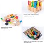 BTSEURY Jeu de quilles en bois pour enfants et adultes, jeu de bowling en bois avec 10 broches, 3 balles et sac en maille pour e