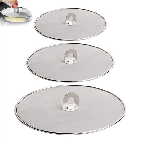 3 Pièces Écran Anti-Projections de Graisse pour Poêle Couvercle Anti Projection en Acier Inoxyable Protection Anti-éclaboussures