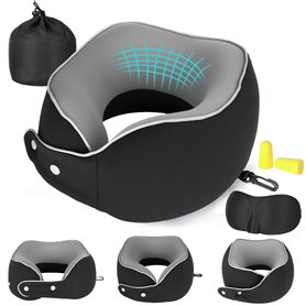 KIMIGO ​​Oreiller de Voyage Ergonomique en Mousse à Mémoire – Coussin de Voyage