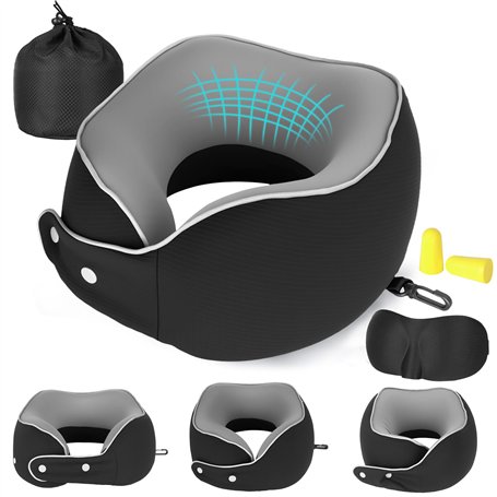 KIMIGO ​​Oreiller de Voyage Ergonomique en Mousse à Mémoire – Coussin de Voyage