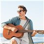 OVBOVA Sangle de Guitare, Ceinture de Guitare Jacquard Noir Et Blanc à Carreaux Avec Extrémités en Cuir Pour Basse,électrique,Ac
