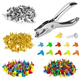 Tunejoy Attache Parisienne 350 Pièces Mini Brads Multicolore Métal Attaches Broches Fendues avec Pince à Poinçonner à la Main po