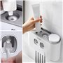 Yuning Porte Brosse Dent Mural,Support de Brosse à Dents Mural avec Double Distributeur Automatique de Dentifrice,5 Emplacements