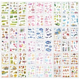 54 Feuilles Scrapbooking Autocollants dans Différents Modèles Sea Animal Forme Deco Autocollant Fleurs Feuilles Autocollant pour