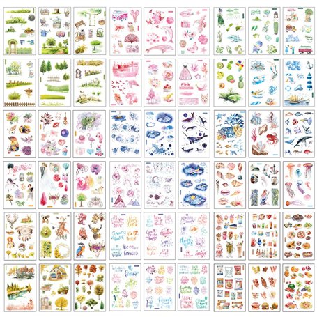 54 Feuilles Scrapbooking Autocollants dans Différents Modèles Sea Animal Forme Deco Autocollant Fleurs Feuilles Autocollant pour