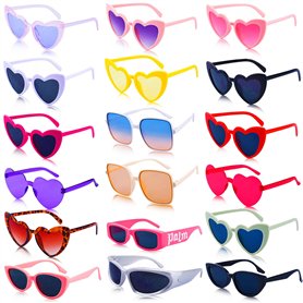 KIMIGO Lunettes de Soleil Femme Cœur Rétro - 18 Paires pour Mariage/Vacances/Extérieur/Photographie