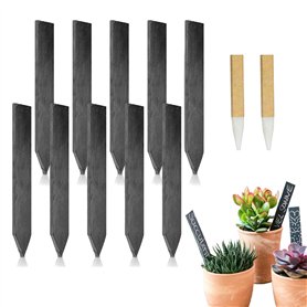 ARTGUTS Lot de 10 étiquettes pour plantes en ardoise avec stylo à craie