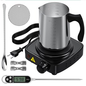 ZIONYA Kit de fabrication de bougies professionnel - Pot d'arrosage en acier inoxydable de 900 ml + outils - Kit complet pour dé