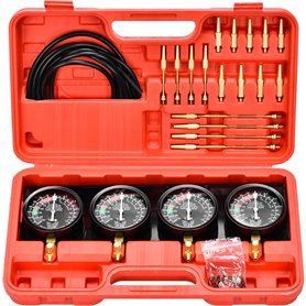 Rlongtou Testeur de Synchronisation de Carburateur avec 4 Chronos de Synchronisation et Tuyaux en Caoutchouc Dépressiomètre Moto