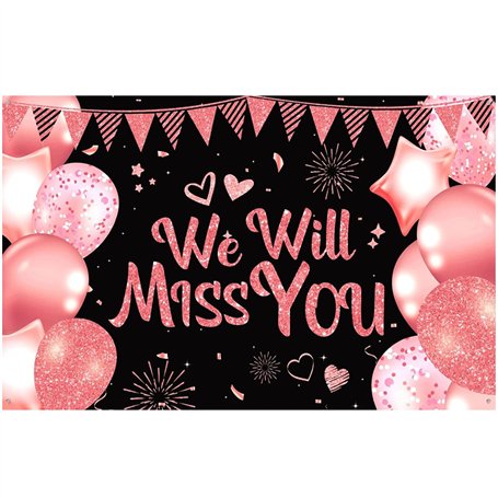 TICKLELY Bannière " We Will Miss You " extra large rose avec inscription « We Will Miss You » pour la retraite