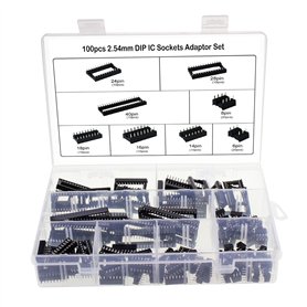 Aussel 100 pièces 2.54mm Pitch Dual Row DIP IC Sockets Solder Type Adapter Set 6