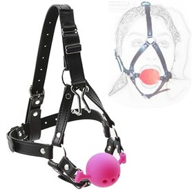 stoqucel Harnais Sangles en Cuir Bouche en Silicone Tête sphérique enveloppée