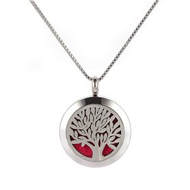 Aromathérapie Huile Essentielle Diffuseur Pendentif Arbre de Vie en Acier Inoxydable Collier Pendentif Parfum Cadeau de Noël Bij