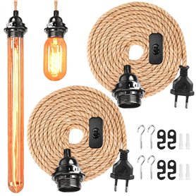 GOMETY Lot de 2 lustres suspendus avec interrupteur et fiche