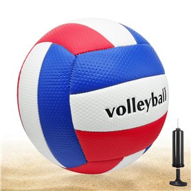 Volleyball - Ballon de volleyball - Taille officielle 5 - Pour jeux de plein air - En PVC souple - Avec pompe - Pour débutant -