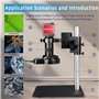 RUZIZAO Microscope Numérique HDMI 1080P VGA Caméra Microscope avec Objectif Zoom 130X, Annulaire Lumière LED et Base Métallique 