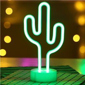 Enseigne Lumineuse au Néon à Piles Cactus Decoration LED Décoration Murale Veilleuse Lampes Décoratives pour Noël Anniversaire C
