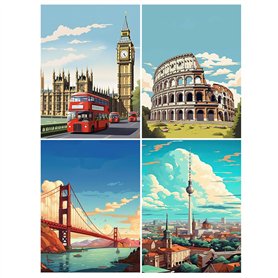 DCIDBEI 30x40CM 4 Lot Diamond Painting Paysage Abstrait
