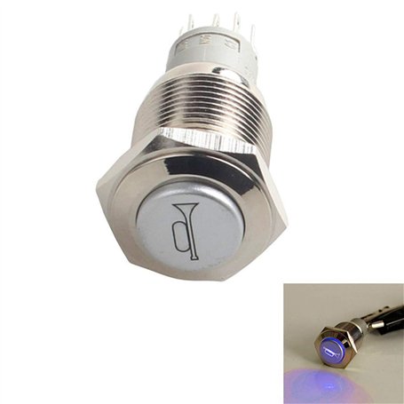 YIYDA Bouton de klaxon de Voiture Bouton Poussoir momentané 16mm LED en métal de Bouton de démarrage Commutateur à Bouton-Pousso