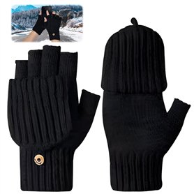 INFOMAG Gants Hiver Homme Femme Mitaine Femme Hiver Chaud Gants Sans Doigts Convertible Demi-Doigts Mitaine avec Couverture Demi