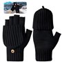 INFOMAG Gants Hiver Homme Femme Mitaine Femme Hiver Chaud Gants Sans Doigts Convertible Demi-Doigts Mitaine avec Couverture Demi