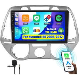 OiLiehu 2+64G Android 13 Autoradio pour Hyundai i20 2008-2012 avec CarPlay Android Auto sans Fil